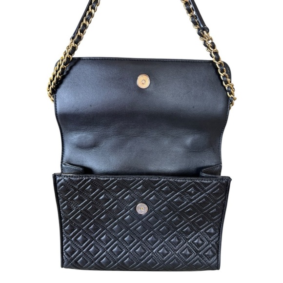 Tory Burch Black Fleming Leather Convertible Crossbody Bag with Gold Chain - Picture 6 of 16